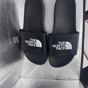 The North Face Black Slide Sandals with White Logo